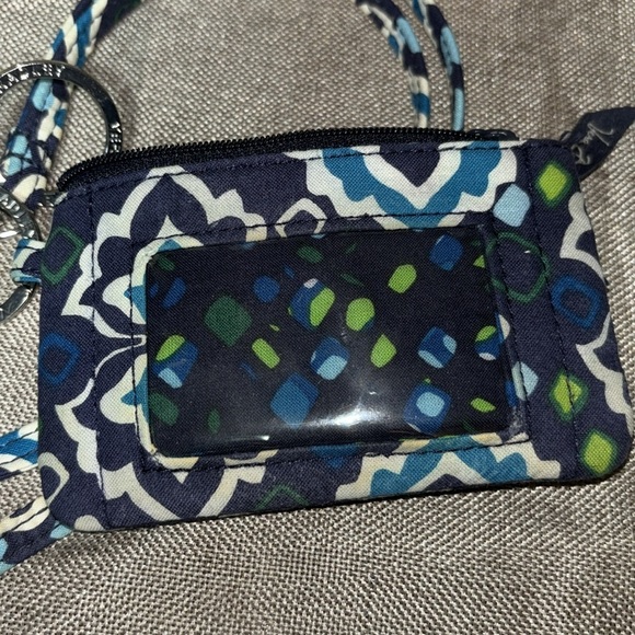 Vera Bradley Ink Blue Zip ID Case with Lanyard - Picture 3 of 5